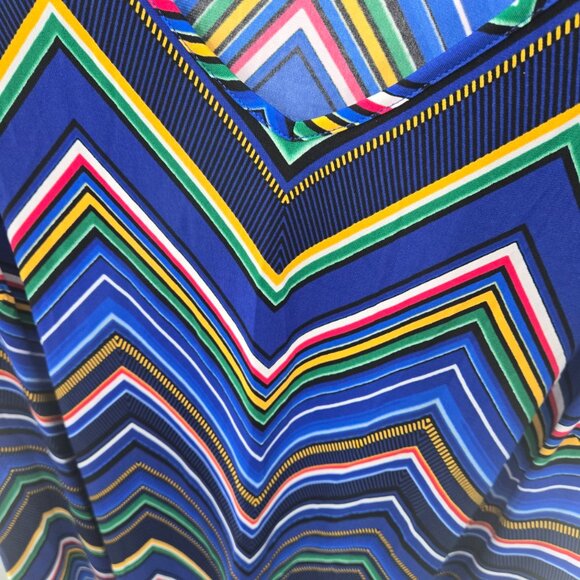 Catherine's Blue Chevron Stripes V-Neck Sleeveless Blouse Size 3x 26/28W - Picture 6 of 9